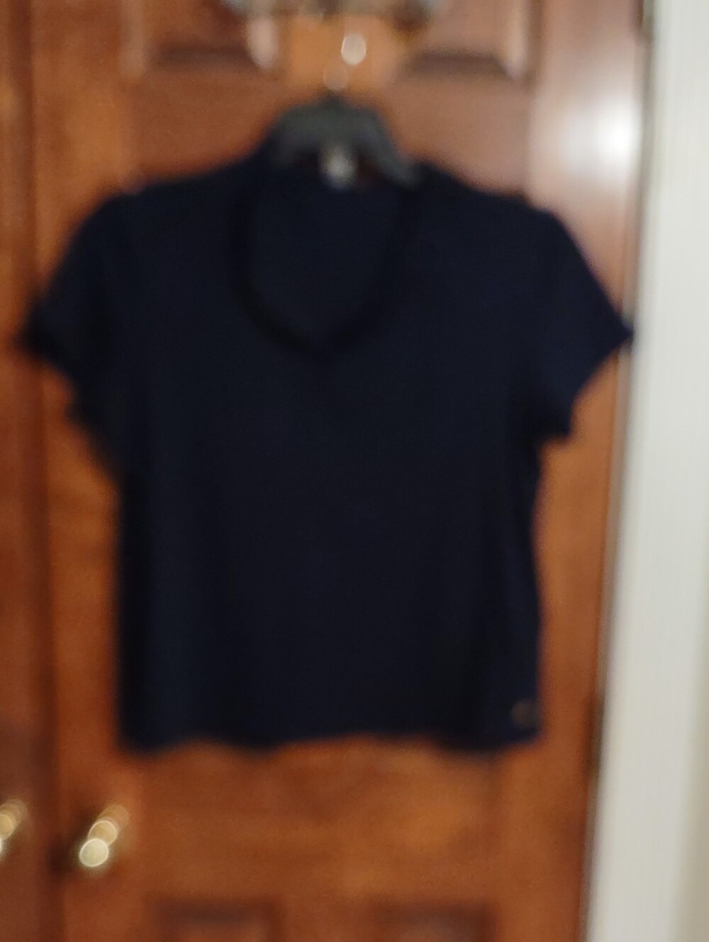 Anne Klein Short Sleeve V-Neck Tee - Navy Blue